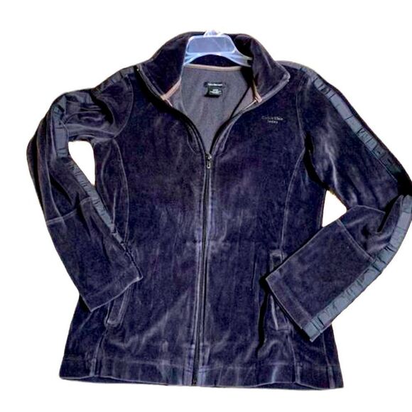 Ladies Calvin Klein Charcoal Grey Velor Jacket - Picture 1 of 6